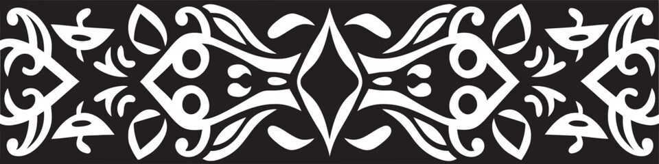 Intricate Patterns Ethnic Style Vector Emblem in Black Global Fusion Black Logo for Ethenic Border Design