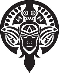 Tribe Muse Ethnic Woman Face Vector Icon in Black Mystic Femme Tribal Woman Icon in Black Logo