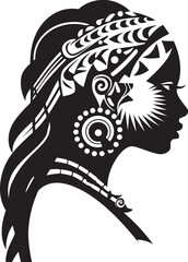 Cultural Grace Tribal Woman Emblem in Black Eternal Echoes Black Logo for Ethnic Woman Face