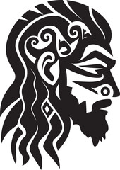 Tribal Tranquility Vector Black Glyph for Woman Face Serenity Silhouette Ethnic Woman Emblem in Black