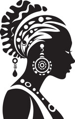 Serenity Silhouette Vector Ethnic Woman Face Logo Eternal Echoes Ethnic Woman Glyph in Black