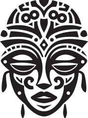 Naklejka premium Empowered Heritage Black Logo for Tribal Woman Face Artistry of Ancients Ethnic Woman Vector Glyph