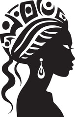 Mystic Femme Ethnic Woman Glyph in Black Serenity Silhouette Vector Black Logo for Tribal Woman
