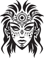Divine Lines Ethnic Woman Face Emblem in Black Mystical Muse Black Logo for Tribal Woman Design