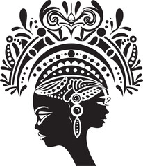Eternal Echoes Ethnic Woman Glyph in Black Heritage Muse Black Icon for Tribal Woman Design