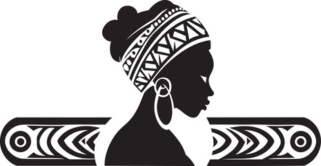 Heritage Muse Black Icon for Tribal Woman Design Whispers of Wisdom Vector Ethnic Woman Face Icon in Black