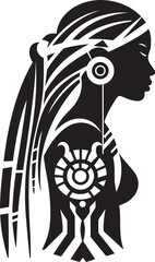 Whispers of Wisdom Vector Ethnic Woman Face Icon Tribal Tranquility Black Glyph for Woman Face Logo
