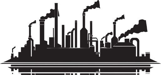 Efficiency Unleashed Monochrome Glyph for Modern Factory Innovation Techno Excellence Black Emblem Representing Progress in Production Plant