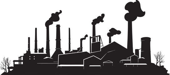 Naklejka premium Manufacturing Marvel Black Glyph for Factory Icon Tech Hub Elegance Vector Black Logo for Industrial Design