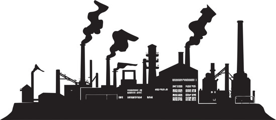 Obraz premium Industrial Ingenuity Vector Black Logo for Factory Icon Future Foundry Black Icon for Industrial Facility Design