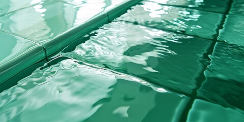 Transparent water and pool tiles, close up detail.  tColourful abstract liquid texture. AI generated image. 