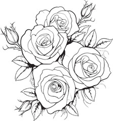 Ink Blooms Black Glyph for a Delicate Lineart Rose Icon Timeless Beauty Vector Emblem Depicting a Black Lineart Rose