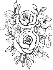 Timeless Beauty Vector Emblem Depicting a Black Lineart Rose Monochromatic Rose Black Logo for an Intricate Lineart Rose Design