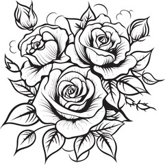 Graphite Gardens Lineart Rose Icon in Monochrome Black Botanical Noir Black Logo Illustrating an Intricate Lineart Rose Design