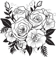 Silhouette Serenade Black Emblem of a Lineart Rose Icon Whispers of Romance Vector Logo for a Striking Monochrome Lineart Rose