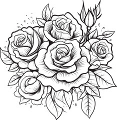 Botanical Noir Black Logo Illustrating an Intricate Lineart Rose Design Petals of Precision Vector Glyph of a Black Lineart Rose