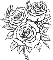 Abstract Bloom Monochrome Rose Icon with Striking Line Art Linear Botany Black Vector Logo Showcasing Rose in Artful Lines