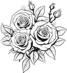 Petals Unveiled Monochrome Rose Design in Artistic Vector Fine Lines of Love Sleek Black Logo with Artful Rose Design