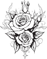 Modern Petals Monochrome Rose Vector Logo with Sleek Black Lines Fine Lines of Love Artistic Rose Design in Black Icon with Vector