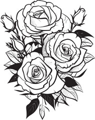 Petals Unveiled Artful Rose in Monochrome Vector Logo with Black Lines Contours of Love Vector Icon Featuring Sleek Line Art Rose in Black