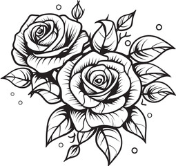 Ink Sketch Romance Sleek Line Art Rose Icon in Black Vector Abstract Harmony Vector Logo with Delicate Line Art Rose in Black