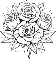 Fine Etchings Black Rose Emblem Design with Vector Lines Ink Sketch Romance Sleek Line Art Rose Icon in Black Vector