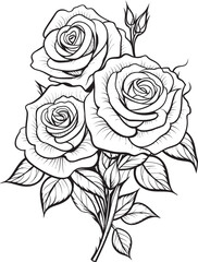 Botanic Harmony Elegant Line Art Rose Icon in Monochrome Vector Sculpted Petals Vector Emblem Featuring Black Line Art Rose Design