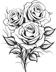 Petals Unveiled Artful Rose in Monochrome Vector Logo with Black Lines Abstract Harmony Black Rose Design with Delicate Line Art in Vector