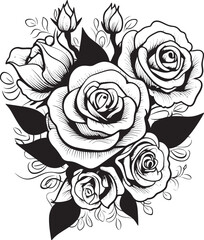 Romantic Rhythms Black Glyph of a Lineart Rose Emblem Blossom Noir Vector Logo of a Black Lineart Rose Design