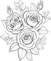 Eternal Roses Black Logo for a Timeless Lineart Rose Ink Drawn Petals Vector Glyph Showcasing a Black Lineart Rose