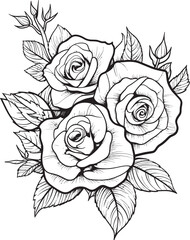 Ink Drawn Petals Vector Glyph Showcasing a Black Lineart Rose Enigmatic Blooms Lineart Rose Emblem in Monochrome Black