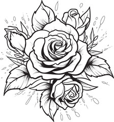 Botanical Symphony Black Glyph for a Delicate Lineart Rose Icon Petals of Precision Vector Logo Showcasing a Black Lineart Rose
