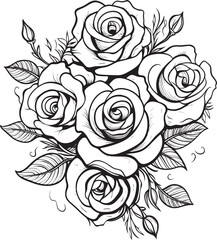 Petals of Precision Vector Logo Showcasing a Black Lineart Rose Ink Blooms Lineart Rose Icon in Elegant Black