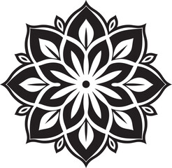 Spiritual Symmetry Elegant Mandala Logo in Striking Black Whirlwind of Wholeness Vector Black Logo with Mandala Pattern