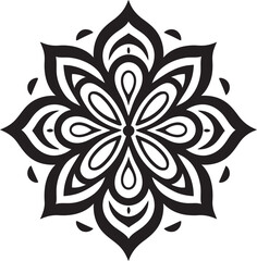 Ethereal Elegance Monochromatic Mandala Design in Striking Black Vector Mystical Medallion Black Emblem Unveiling Intricate Mandala Pattern