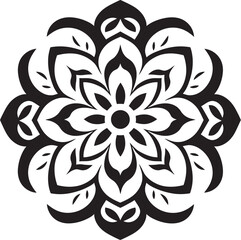 Infinite Harmony Sleek Mandala Logo in Monochrome Black Vector Cultural Kaleidoscope Vector Black Logo Featuring Mandala Pattern