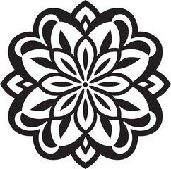 Majestic Circularity Black Emblem with Vector Mandala Pattern Sacred Geometry Unleashed Intricate Mandala in Sleek Monochrome Vector Logo