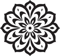 Sacred Geometry Unleashed Intricate Mandala in Sleek Monochrome Vector Logo Eternal Symmetry Black Logo Showcasing Mandala Design in Vector