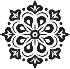 Eternal Symmetry Black Logo Showcasing Mandala Design in Vector Transcendental Patterns Monochromatic Mandala in Elegant Vector