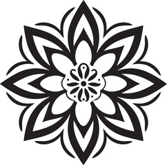 Transcendental Patterns Sleek Mandala Design Icon in Monochrome Vector Zenith of Zen Mandala Logo Featuring Intricate Vector Pattern in Black