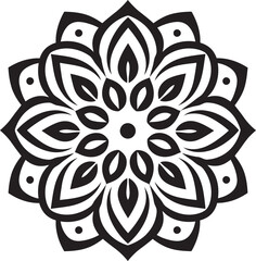 Eternal Symmetry Black Emblem Showcasing Mandala in Vector Transcendental Patterns Sleek Mandala Design Icon in Monochrome Vector