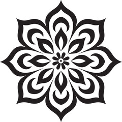 Wholeness Whisper Mandala Icon in Monochrome Black Vector Sacred Geometry Symphony Black Emblem Showcasing Mandala Design in Vector