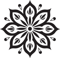 Spiritual Symmetry Sleek Mandala Design in Monochrome Black Vector Whirlwind of Wholeness Mandala Icon with Elegant Black Vector Pattern