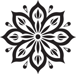Fototapeta premium Spiritual Symmetry Sleek Mandala Design in Monochrome Black Vector Whirlwind of Wholeness Mandala Icon with Elegant Black Vector Pattern