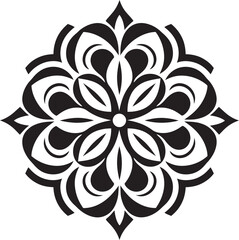 Fototapeta premium Divine Radiance Vector Mandala Logo Depicting Sleek Black Pattern Soulful Symmetry Black Logo with Mandala Design in Elegant Vector