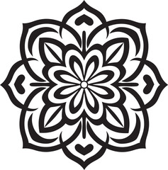 Eternal Harmony Black Emblem with Intricate Mandala Pattern in Vector Zen Blossom Vector Mandala Logo Featuring Elegant Black Pattern