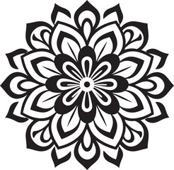Sacred Geometry Symphony Mandala Emblem Featuring Monochrome Vector Pattern Enchanting Elegance Black Logo with Intricate Mandala Design in Vector