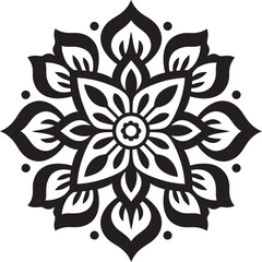 Infinite Serenity Monochrome Emblem Featuring Mandala Design in Elegant Vector Transcendental Patterns Sleek Black Icon with Mandala in Monochrome Vector