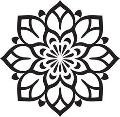 Cultural Essence Black Emblem with Mandala Design in Vector Harmony Unveiled Monochrome Mandala Logo Featuring Intricate Vector Pattern