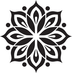 Sacred Geometry Unleashed Monochrome Mandala Logo with Elegant Vector Design Eternal Symmetry Black Emblem Showcasing Mandala in Vector